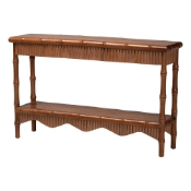 bali & pari Alessa Mahogany Wood Console Table - Fluted Wood Accent Table with Bamboo Motif and Two-Tier Display for Living Room, Entryway, or Hallway, 54 in.